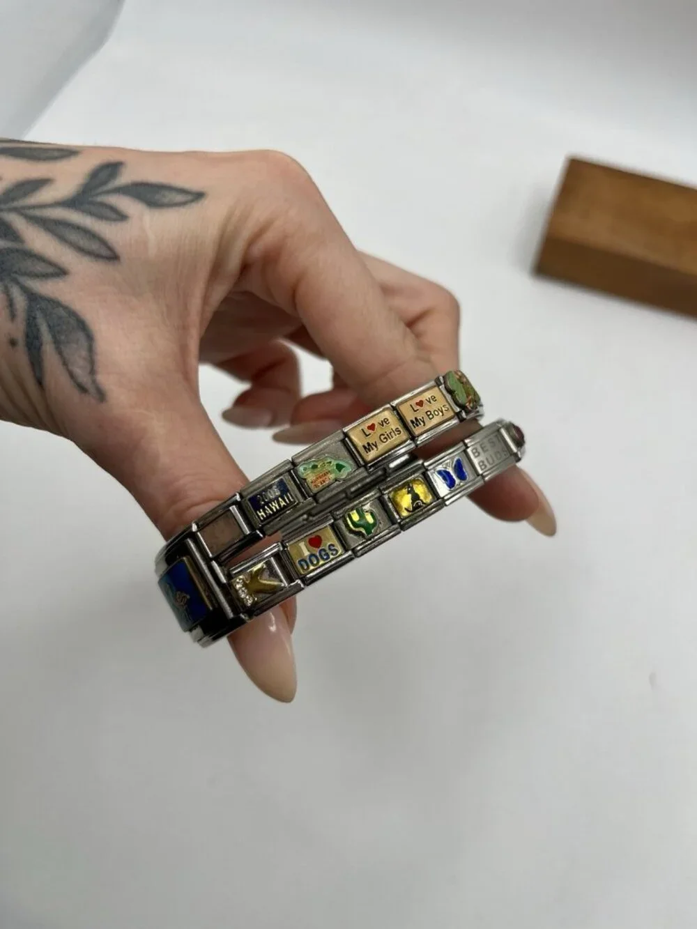VTG D’linQ Italian Modular Charm Bracelet Stainless Steel Fascini Hawaii Y2K